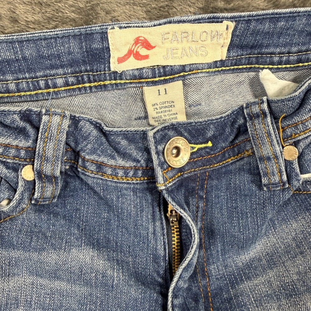 Farlow Jeans Womens Size 11 Medium Wash‎ Blue Tassel Zipper Back Pockets Stretch